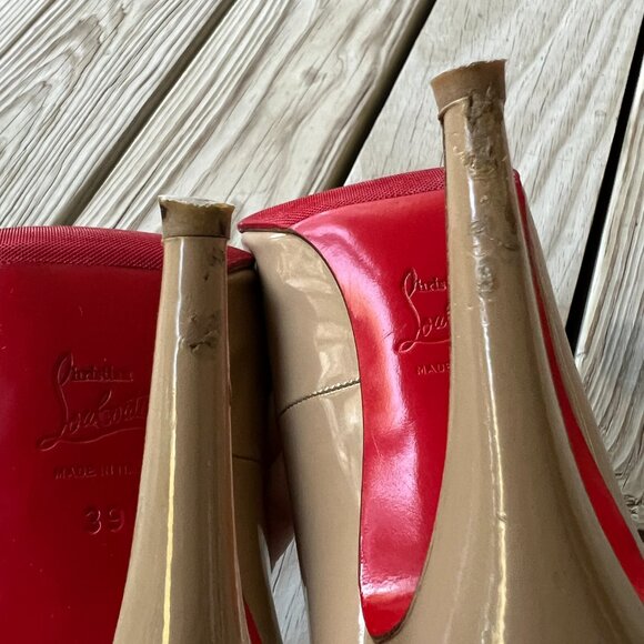 Christian Louboutin stiletto high heels nude tan beige patent leather 39 - Picture 3 of 12
